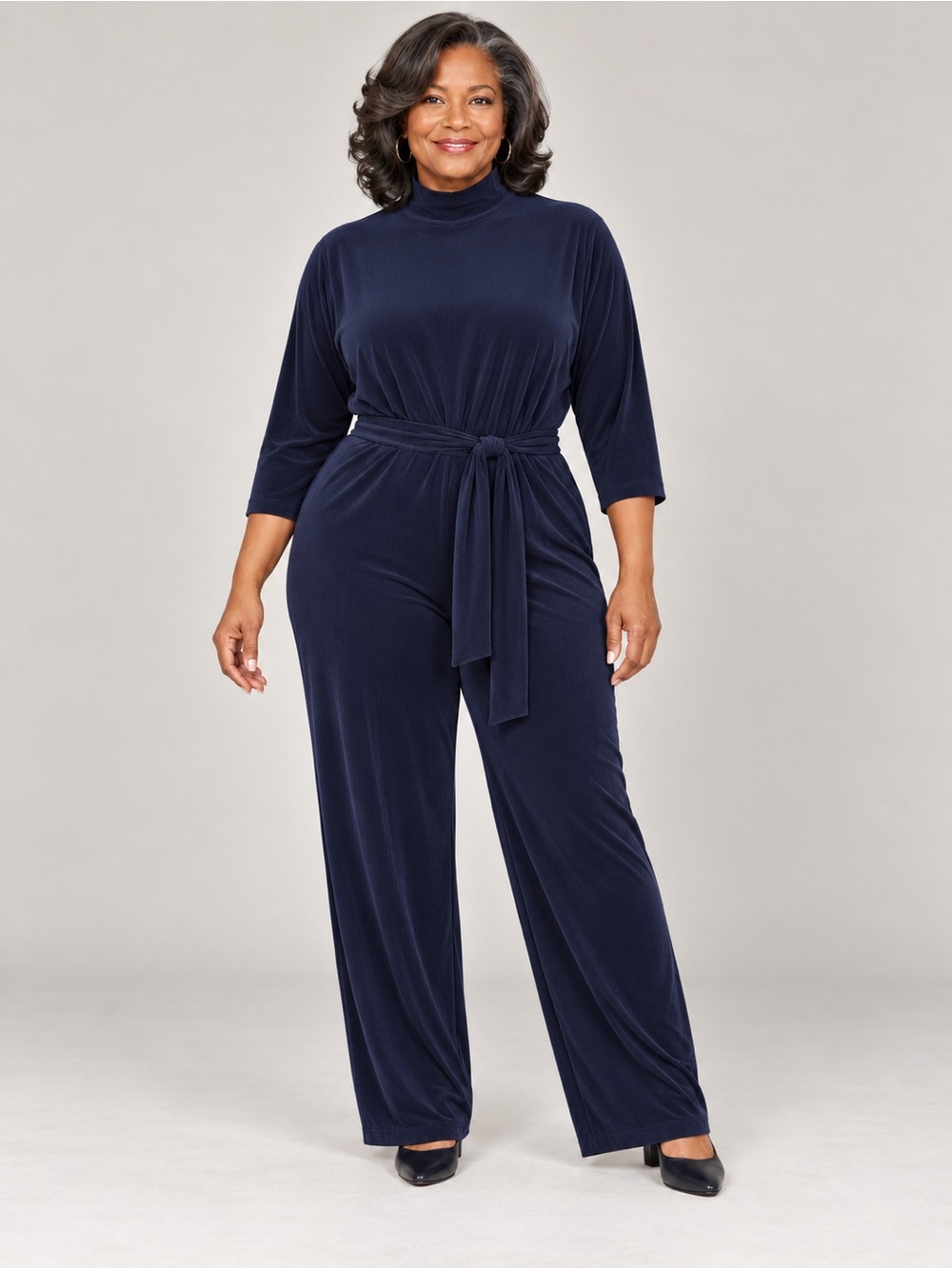 Chicos size 3 Ribbed Stretch Knit Jumpsuit in Navy